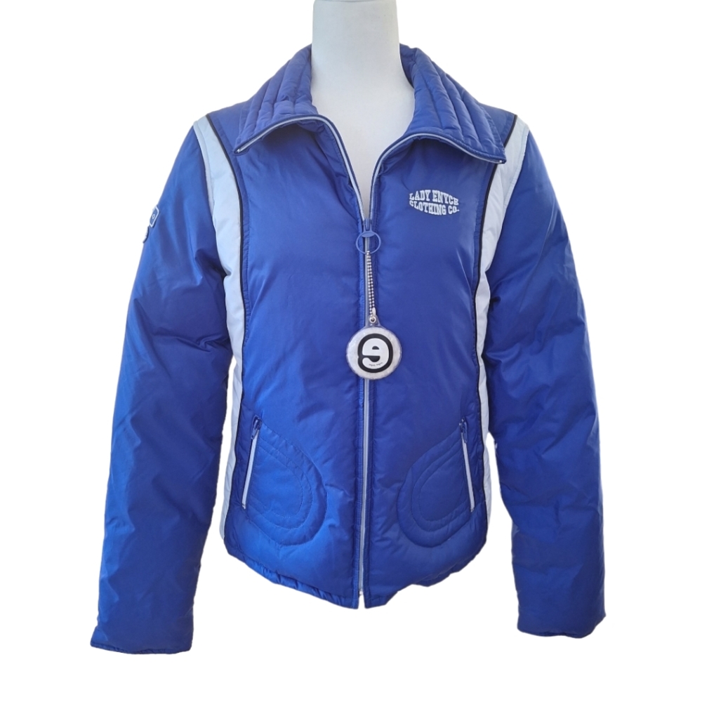 Lady Enyce Women's Vintage Y2K Blue Down Filled Puffer Ski Winter Jacket sz L